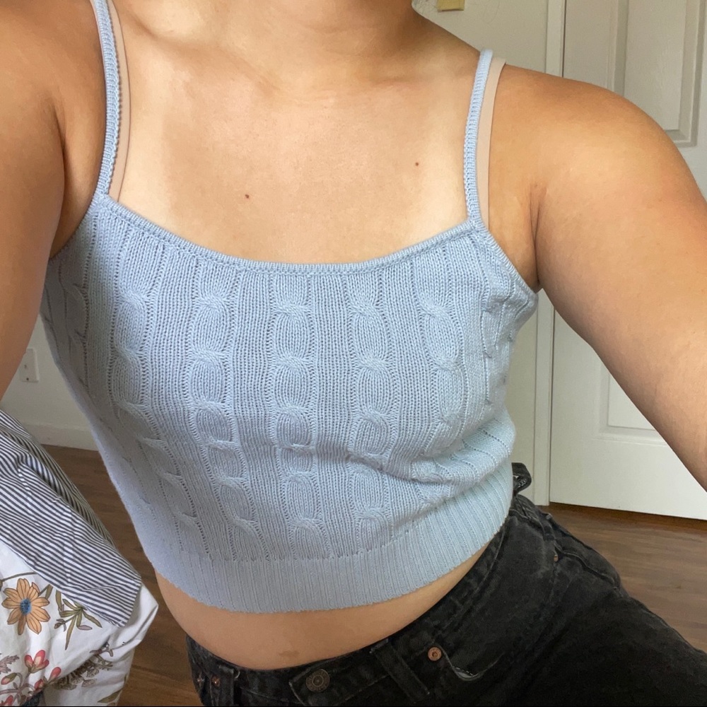 brandy melville baby blue knit tank